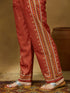 Janasya Women's Rust Cotton Blend Ethnic Motifs Printed Straight Kurta Set